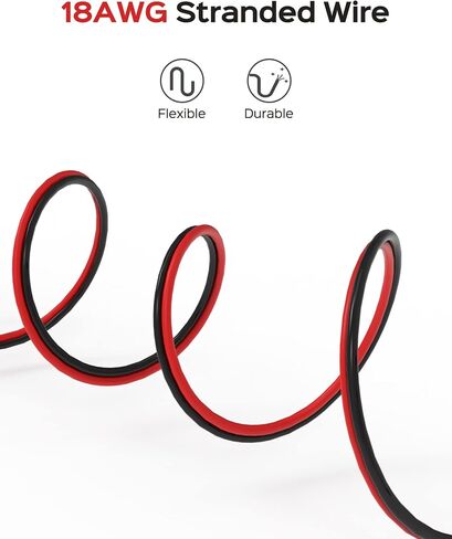 سلك كابل تمديد بطول 65.6 قدم JACKYLED 20M 22AWG سلك سلك لشرائط LED أحادية اللون 22/2 تمديد الجهد المنخفض، أسود وأحمر in Kuwait