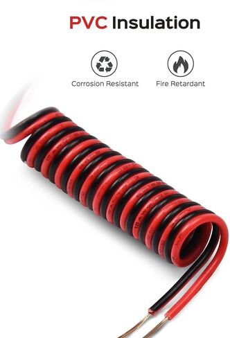 سلك كابل تمديد بطول 65.6 قدم JACKYLED 20M 22AWG سلك سلك لشرائط LED أحادية اللون 22/2 تمديد الجهد المنخفض، أسود وأحمر in Kuwait