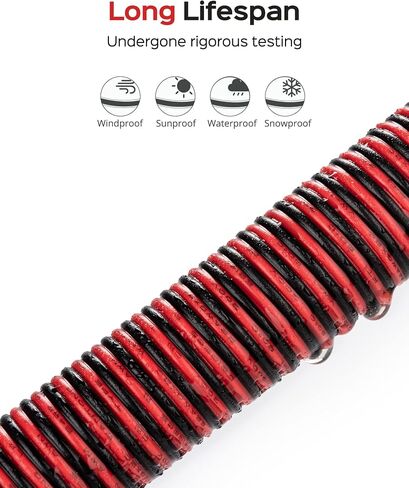 سلك كابل تمديد بطول 65.6 قدم JACKYLED 20M 22AWG سلك سلك لشرائط LED أحادية اللون 22/2 تمديد الجهد المنخفض، أسود وأحمر in Kuwait