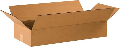 PARTNERS BRAND 22x10x4 Flat Corrugated Boxes, Flat, 22L x 10W x 4H, Pack of 25 | Shipping, Packaging, Moving, Storage Box for Home or Business, Strong Wholesale Bulk Boxes in Saudi Arabia