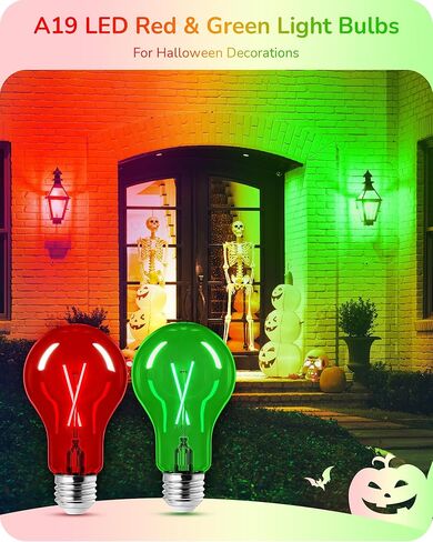 EDISHINE لمبة إضاءة زجاجية برتقالية أرجوانية، 8W A19 لمبة إضاءة LED قابلة للتعتيم، لمبة LED برتقالية أرجوانية Edison LED لتزيين الهالوين، الشرفة، ديكور بار الحفلات، قاعدة E26، قائمة UL، 4 عبوات in Kuwait