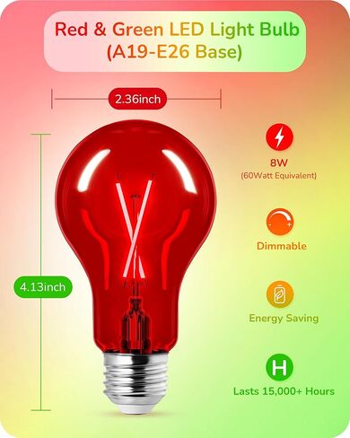 EDISHINE لمبة إضاءة زجاجية برتقالية أرجوانية، 8W A19 لمبة إضاءة LED قابلة للتعتيم، لمبة LED برتقالية أرجوانية Edison LED لتزيين الهالوين، الشرفة، ديكور بار الحفلات، قاعدة E26، قائمة UL، 4 عبوات in Kuwait