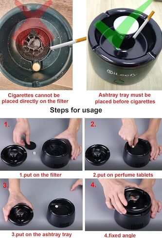 اي ليفي منفضة سجائر الكترونية 2 في 1 متعددة الوظائف بدون دخان قابلة لاعادة الشحن بمنفذ USB مع فلتر، مثالية للمنزل والمكتب والسيارة (اسود) in Kuwait