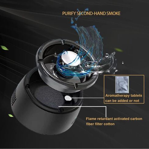 اي ليفي منفضة سجائر الكترونية 2 في 1 متعددة الوظائف بدون دخان قابلة لاعادة الشحن بمنفذ USB مع فلتر، مثالية للمنزل والمكتب والسيارة (اسود) in Kuwait