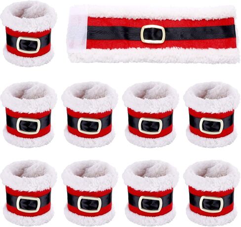 Leinuosen 10 Pieces Christmas Napkin Rings Holders Napkin Band with Santa Belt Design for Party Dinner Table Decoration in Kuwait