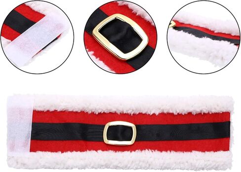 Leinuosen 10 Pieces Christmas Napkin Rings Holders Napkin Band with Santa Belt Design for Party Dinner Table Decoration in Kuwait