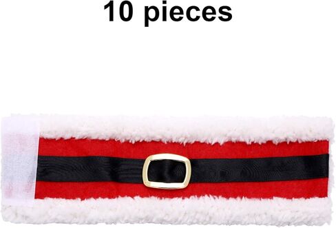 Leinuosen 10 Pieces Christmas Napkin Rings Holders Napkin Band with Santa Belt Design for Party Dinner Table Decoration in Kuwait