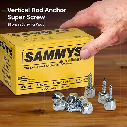 Everflow Sammys 8007957-25 GST 10 3/8 بوصة برغي عمودي ملولب مرساة مصممة للخشب، سهلة الاستخدام، لا تحتاج إلى ثقب مسبق، فولاذ مع لمسة نهائية من الزنك، طول المسمار 1/4 × 1 بوصة - (عبوة من 25 قطعة) in Kuwait