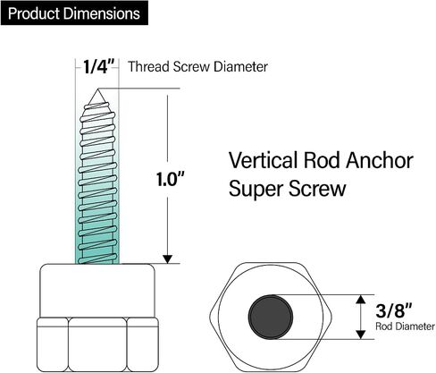 Everflow Sammys 8007957-25 GST 10 3/8 بوصة برغي عمودي ملولب مرساة مصممة للخشب، سهلة الاستخدام، لا تحتاج إلى ثقب مسبق، فولاذ مع لمسة نهائية من الزنك، طول المسمار 1/4 × 1 بوصة - (عبوة من 25 قطعة) in Kuwait