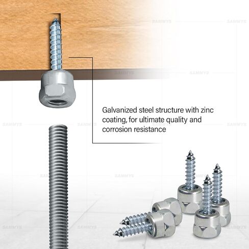 Everflow Sammys 8007957-25 GST 10 3/8 بوصة برغي عمودي ملولب مرساة مصممة للخشب، سهلة الاستخدام، لا تحتاج إلى ثقب مسبق، فولاذ مع لمسة نهائية من الزنك، طول المسمار 1/4 × 1 بوصة - (عبوة من 25 قطعة) in Kuwait