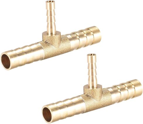 Uxcell Tee النحاس المناسب المخفض 3 طرق، تناسب معرف خرطوم 6 مم × 4 مم × 6 مم 2 قطعة in Kuwait