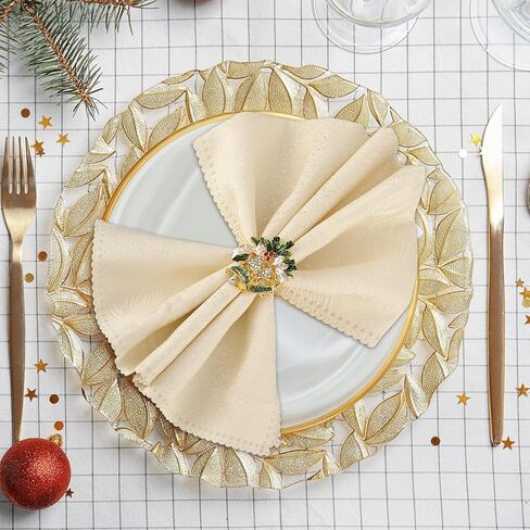 Christmas Napkin Rings Christmas Tree Napkin Ring Xmas Bell Napkin Ring Xmas Napkin Holder Metal Rhinestone Napkin Ring Serviette Buckle for Christmas Holiday Party Dinner Table Decor (Classic, 4 Pcs) in Kuwait