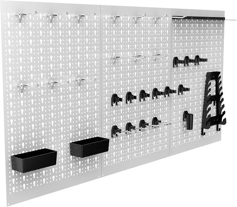 3 قطع من ألواح Pegboard المعدنية من TORACK لأدوات أدوات المرآب الجدارية ونظام تخزين Pegboard لمنضدة العمل والمتجر ومجموعة لوحة تنظيم لوحة الوتد المعيارية (عبوة من 3 قطع، رمادي) in Kuwait