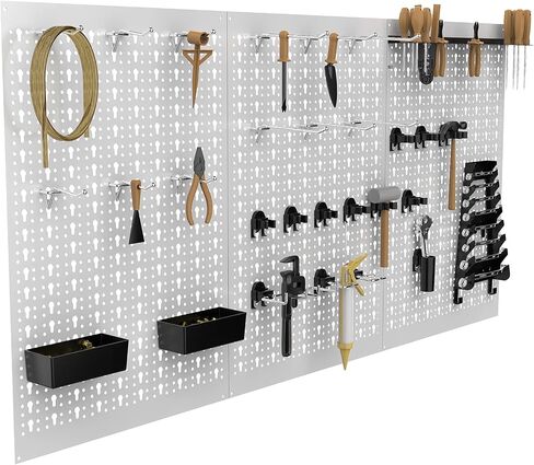 3 قطع من ألواح Pegboard المعدنية من TORACK لأدوات أدوات المرآب الجدارية ونظام تخزين Pegboard لمنضدة العمل والمتجر ومجموعة لوحة تنظيم لوحة الوتد المعيارية (عبوة من 3 قطع، رمادي) in Kuwait