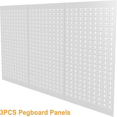 3 قطع من ألواح Pegboard المعدنية من TORACK لأدوات أدوات المرآب الجدارية ونظام تخزين Pegboard لمنضدة العمل والمتجر ومجموعة لوحة تنظيم لوحة الوتد المعيارية (عبوة من 3 قطع، رمادي) in Kuwait