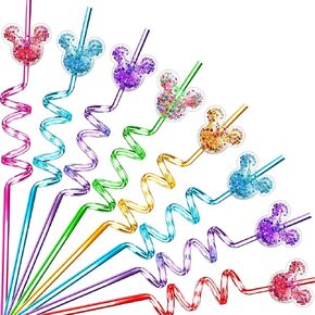 24Pcs Glitter Mouse Straws for Kids Party Favors, Straws for Birthday Party Supplies, Drinking Straws for Boys Girls Party Decorations in Saudi Arabia