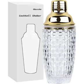 Glass Cocktail Shaker Set - Glass Shaker for Cocktails, Drink Shakers Cocktail and Cocktail Shakers, Glass Shaker Set for Bars, Whiskey, Cocktails (Gold, 13 oz)