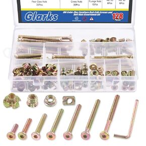 Glarks 128Pcs M6x20/30/40/50/60/70/80mm Baby Bed Crib Screws Bolts Kit Hex Socket Head Cap Screw with Barrel Nuts, Threaded Insert Nuts, T-Nut, Flange Nut and Allen Wrench for Wood Furniture in Saudi Arabia