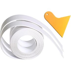 عبوتان من شريط السد - شريط لاصق ذاتي اللصق مقاوم للماء - أبيض 10 أقدام × 1.5 بوصة للمطبخ، والكونترتوب، والحمام، والحوض، وحوض الاستحمام، والمرحاض، وحماية حافة الجدار الأرضية in Kuwait
