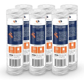 Aquaboon 5 Micron 10" x 2.5" String Wound Sediment Water Filter Cartridge | Universal Replacement for Any 10 inch RO Unit | Compatible with WP-5, AP110, CFS110, P5, WFPFC4002, WP-5, CW-MF, 6-Pack in Saudi Arabia