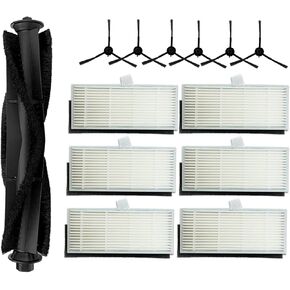 مجموعة فرش وفلاتر بديلة من الفوفل للمكنسة الكهربائية الروبوتية التينيك تي 10 ولاريسار ال 6 برو تتضمن فرشاة رئيسية واحدة و6 فرش جانبية و6 فلاتر in Kuwait