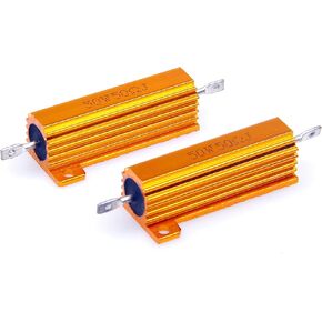 LM YN 50 Watt 50 Ohm 5% مقاومات الأسلاك الإلكترونية المصنوعة من الألومنيوم باللون الذهبي (عبوة من قطعتين) in Saudi Arabia