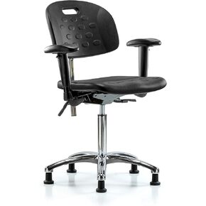 LabTech Seating LT40741 Class 10 مقبض غرفة نظيفة من البولي يوريثين كرسي بمقعد متوسط ​​قاعدة كروم، أذرع، ينزلق in Kuwait