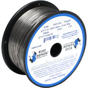Blue Demon E71T-11 X .030 X 2LB سلك لحام أساسي بدون غاز، 0.03، فضي in Kuwait