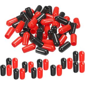 MECCANIXITY 50pcs Rubber End Caps Cover Assortment 2mm PVC Vinyl Screw Thread Protector for Screw Bolt Black Red