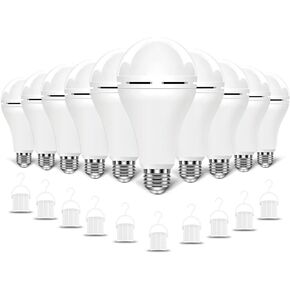 BoRccdit 10PK LED Light Bulb Emergency-Rechargeable-Light-Bulbs Keep Lighting During Power Outage 12W 6500K LED 65W Equivalent Light Bulbs 1200 mAh Battery Backup Light Bulbs for Home Power Failure in Kuwait
