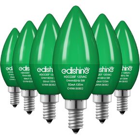 EDISHINE Orange Dimmable Light Bulbs, C35 E12 Candelabra Bulbs, 60 Watt Equivalent, LED Chandelier Bulb, Vintage Candle Light Bulb, Decorative Lighting for Christmas, Party, Porch, 6 Pack in Saudi Arabia