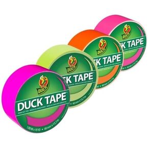شريط لاصق بلون نيون من العلامة التجارية Duck Tape، ألوان شريطية متنوعة زاهية للفنون والحرف اليدوية، والإصلاحات، وترميز الألوان والمشروعات اليدوية، 4 لفات in Kuwait