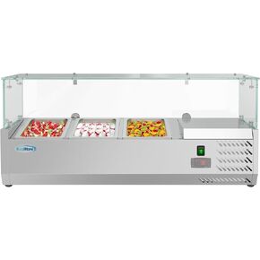 محطة قطار KoolMore SDC-6P-SG Condiment Prep مع واقي العطس، 59 بوصة، فضي