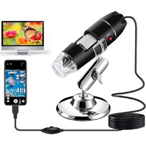 مجهر رقمي محمول باليد بمنفذ USB وكاميرا فحص HD تكبير 50x 1000x مع حامل متوافق مع سامسونج جالاكسي واندرويد وماك وكمبيوتر ويندوز in Saudi Arabia