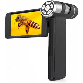 اندوستار مجهر رقمي AD203 80-200X USB 1080P مع جيب بطاقة SD 32GB مجهر الكتروني للاطفال والكبار، ادوات مراقبة خارجية (اسود) in Kuwait