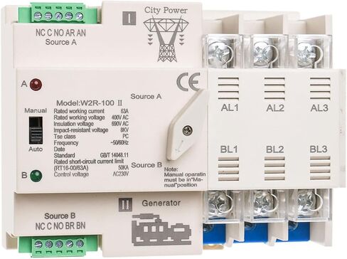 جيد BNTai W2R 3P 100A 220V مفتاح نقل تلقائي مزدوج مفتاح الطاقة Mini ATS (W2R 3P 100A 220V النوع العادي) in Kuwait