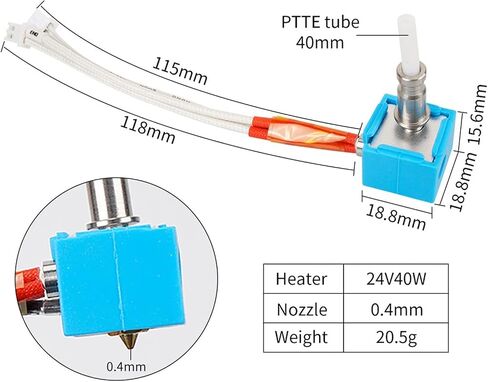 AOMUWKE 3D Printer Hotend Print Head for Kobra, FDM 3D Printer Accessories Hotend Heating Block with Heating Tube and Thermistor Kit for Anycubic Kobra in Kuwait