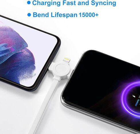 Multi Fast Charging Cable 2Pack Retractable Charger Cable 3.3ft 3-in-1 USB Charge Cord with Lightning/Type C/Micro USB Ports for iPhone/Samsung Galaxy/Huawei/LG/OnePlus/Google/Nokia in Kuwait