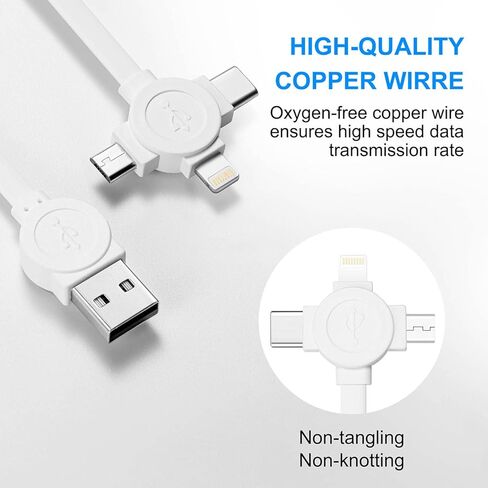 Multi Fast Charging Cable 2Pack Retractable Charger Cable 3.3ft 3-in-1 USB Charge Cord with Lightning/Type C/Micro USB Ports for iPhone/Samsung Galaxy/Huawei/LG/OnePlus/Google/Nokia in Kuwait