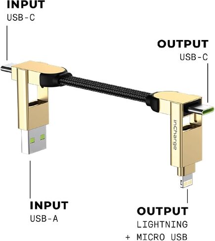 Rolling Square inCharge X Portable Keychain Charger Cable, 6-in-1 Multi Charging Cable with 100W Ultra-Fast Charging Power, Lava Black in Kuwait