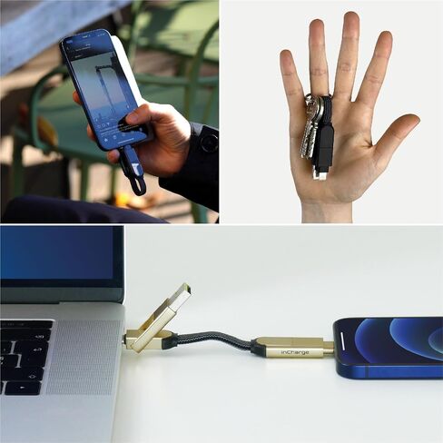 Rolling Square inCharge X Portable Keychain Charger Cable, 6-in-1 Multi Charging Cable with 100W Ultra-Fast Charging Power, Lava Black in Kuwait