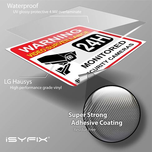 iSYFIX Video Surveillance Warning Sign, 14x10 Inch, 1 Pack | 100% Rust Free .040 Aluminum Signs, Laminated, UV, Weather, Scratch, Water & Fade Resistant, Indoor and Outdoor in Saudi Arabia
