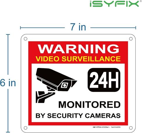 iSYFIX Video Surveillance Warning Sign, 14x10 Inch, 1 Pack | 100% Rust Free .040 Aluminum Signs, Laminated, UV, Weather, Scratch, Water & Fade Resistant, Indoor and Outdoor in Saudi Arabia