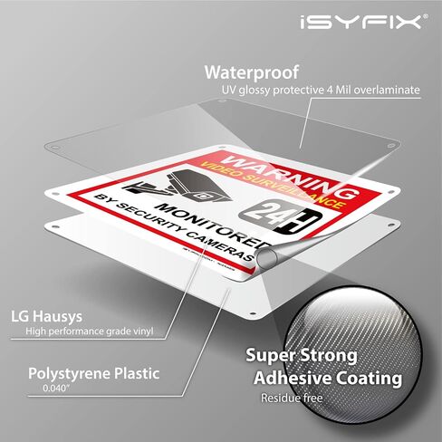 iSYFIX Video Surveillance Warning Sign, 14x10 Inch, 1 Pack | 100% Rust Free .040 Aluminum Signs, Laminated, UV, Weather, Scratch, Water & Fade Resistant, Indoor and Outdoor in Saudi Arabia