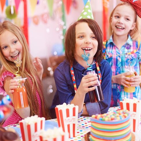 24Pcs Glitter Mouse Straws for Kids Party Favors, Straws for Birthday Party Supplies, Drinking Straws for Boys Girls Party Decorations in Saudi Arabia