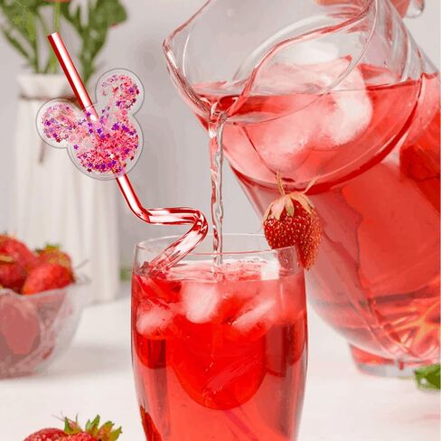 24Pcs Glitter Mouse Straws for Kids Party Favors, Straws for Birthday Party Supplies, Drinking Straws for Boys Girls Party Decorations in Saudi Arabia
