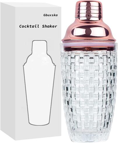 Glass Cocktail Shaker Set - Glass Shaker for Cocktails, Drink Shakers Cocktail and Cocktail Shakers, Glass Shaker Set for Bars, Whiskey, Cocktails (Gold, 13 oz) in Saudi Arabia
