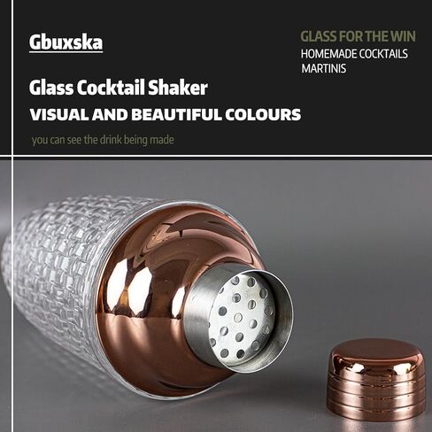 Glass Cocktail Shaker Set - Glass Shaker for Cocktails, Drink Shakers Cocktail and Cocktail Shakers, Glass Shaker Set for Bars, Whiskey, Cocktails (Gold, 13 oz) in Saudi Arabia