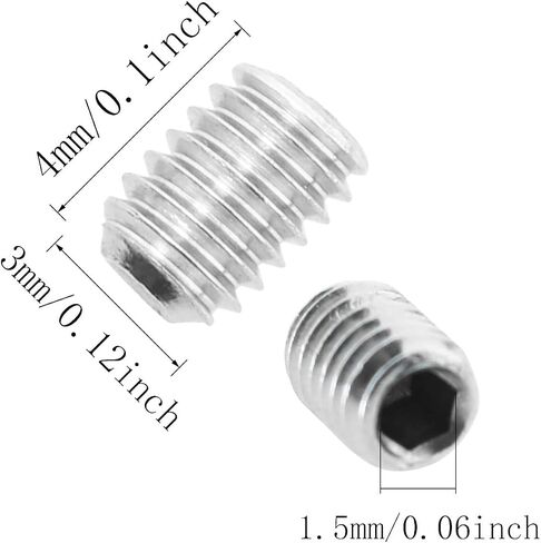 JJHXSM 50pcs Hexagon Socket Flat Head Screw M3x4mm Flat Point Grub Screws for Towel Rack Door Knob in Saudi Arabia