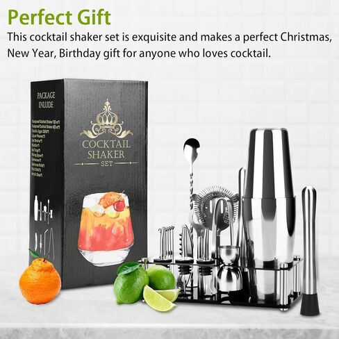 مجموعة شيكر كوكتيل مكونة من 20 قطعة، مجموعة شاكر كوكتيل للنادل، مجموعة ادوات البار مع مجموعة شيكر، هدية انيقة للهالوين/الكريسماس/اعياد الميلاد وما الى ذلك in Kuwait